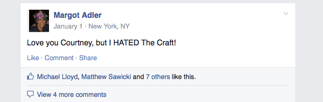 A public condemnation of my screening of "The Craft." I've never been so proud to be condemned in my life. 